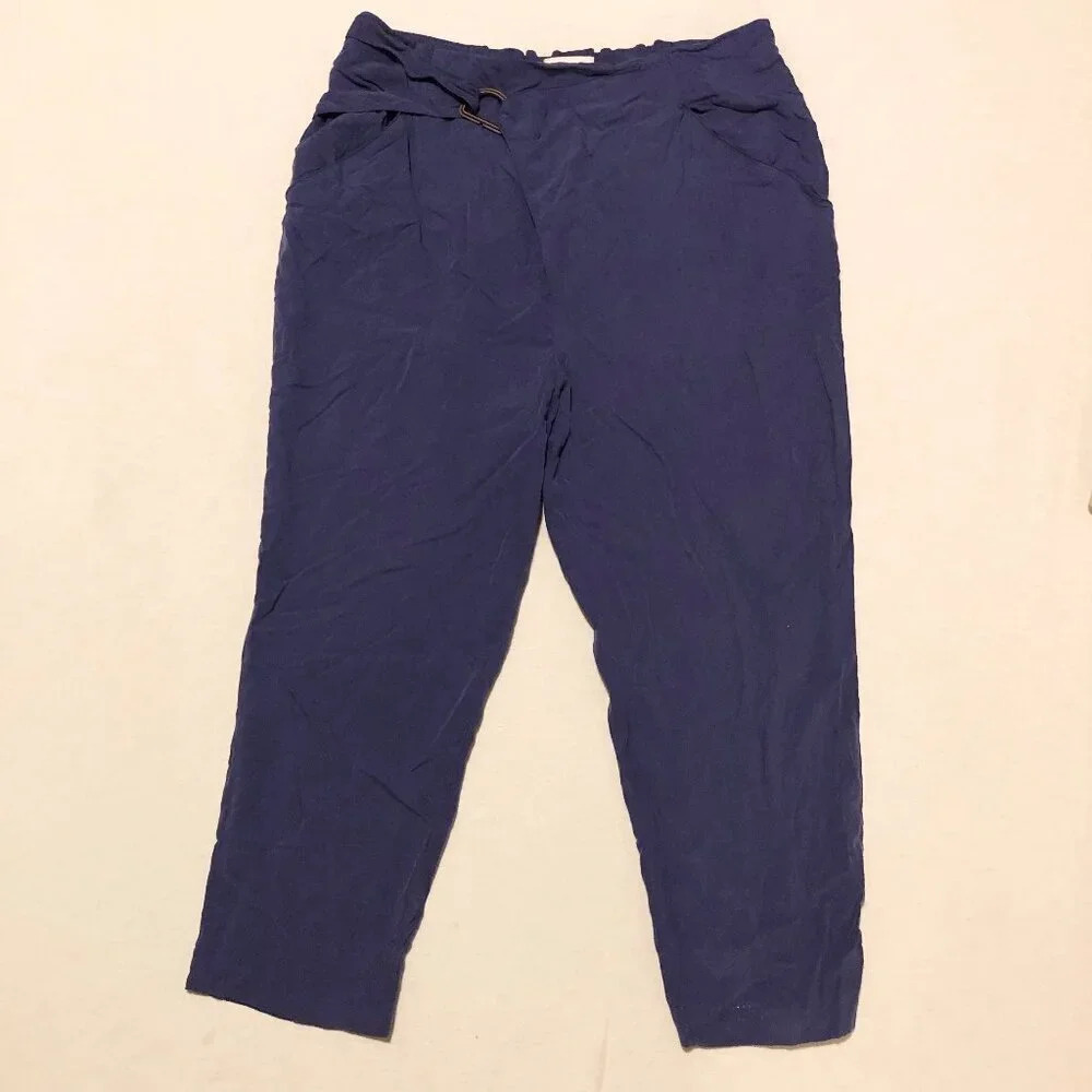 Anthropologie Cupro Wrap Pants Size Large Black Side Zip  Tapered Leg Trousers